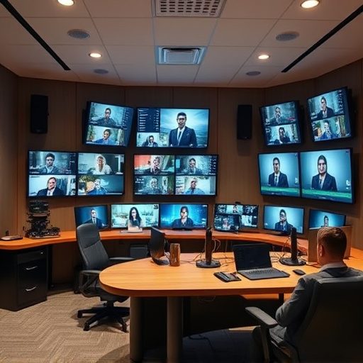 home monitoring control room with multiple screens