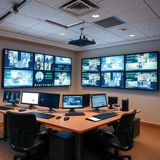 home monitoring control room with multiple screens
