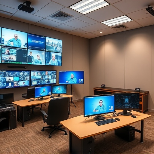 home monitoring control room with multiple screens