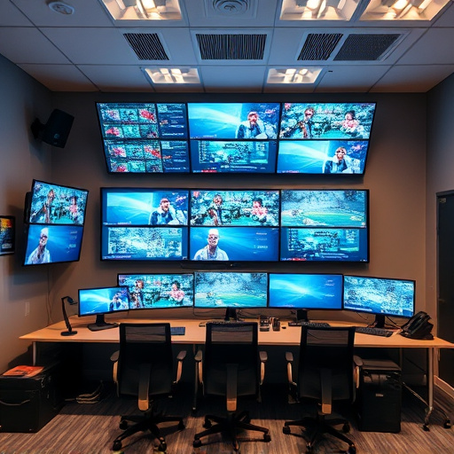 home monitoring control room with multiple screens
