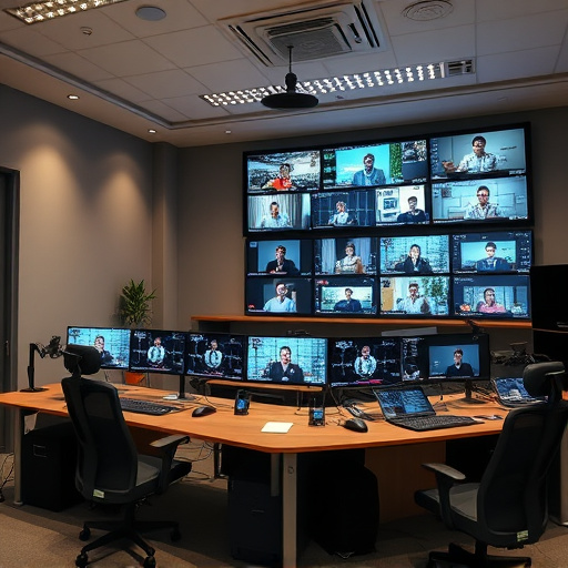 home monitoring control room with multiple screens