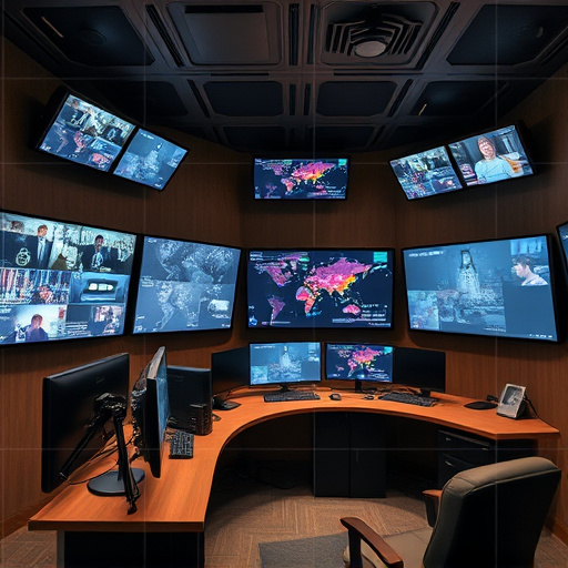 home monitoring control room with multiple screens