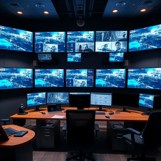 home monitoring control room with multiple screens