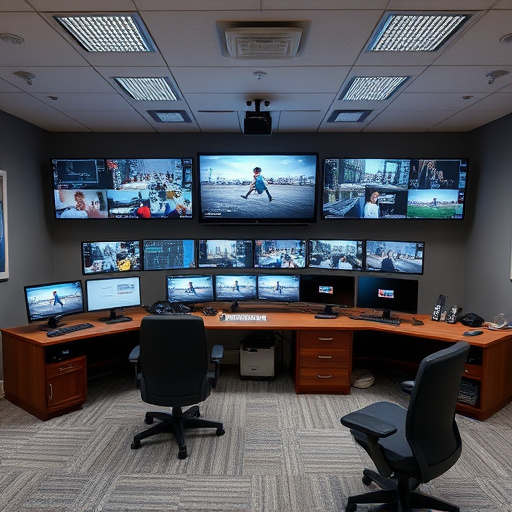 home monitoring control room with multiple screens