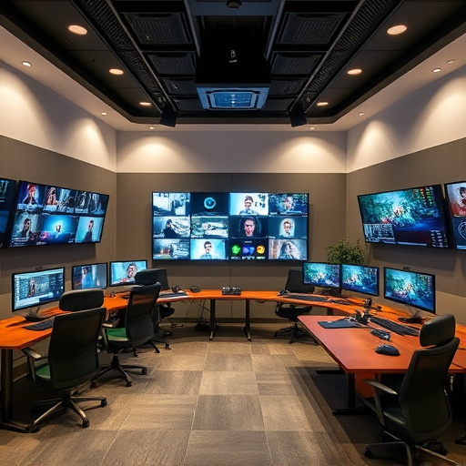 home monitoring control room with multiple screens
