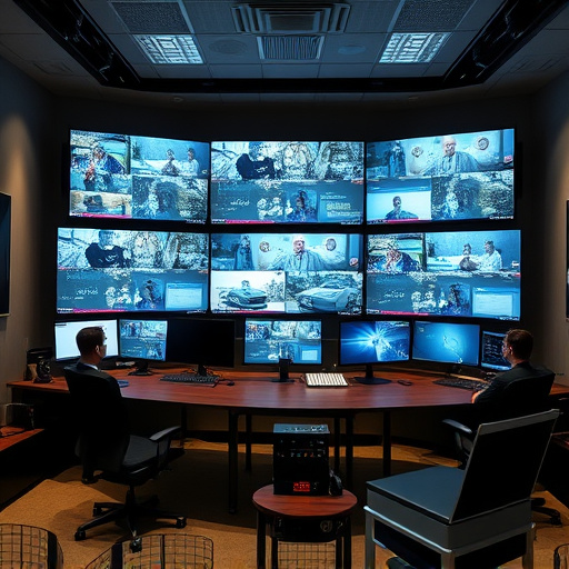 home monitoring control room with multiple screens