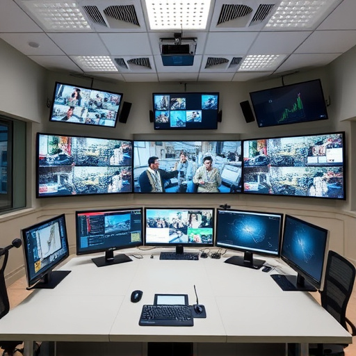 home monitoring control room with multiple screens