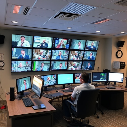 home monitoring control room with multiple screens