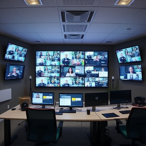 home monitoring control room with multiple screens