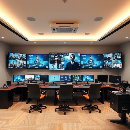 home monitoring control room with multiple screens