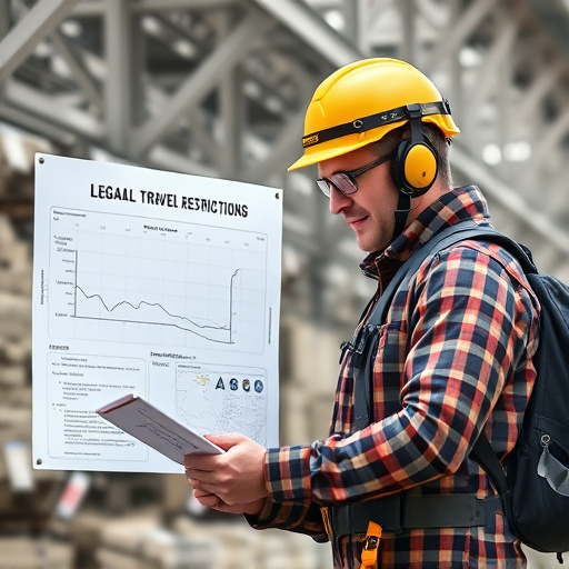 man checking legal travel restrictions for safety gear