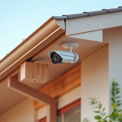 motion-activated surveillance camera under roof eaves