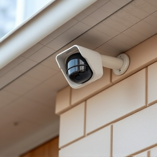 motion-activated surveillance camera under roof eaves