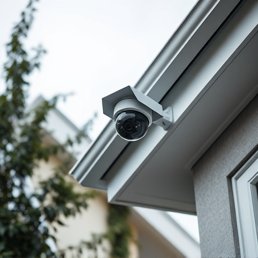 motion-activated surveillance camera under roof eaves
