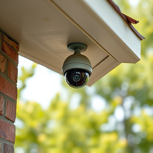 motion-activated surveillance camera under roof eaves