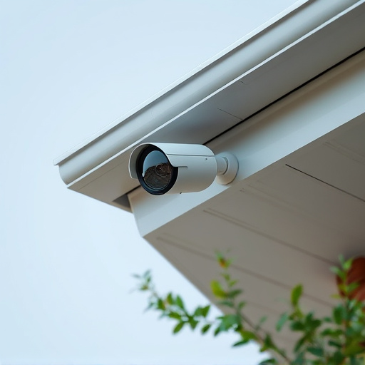 motion-activated surveillance camera under roof eaves