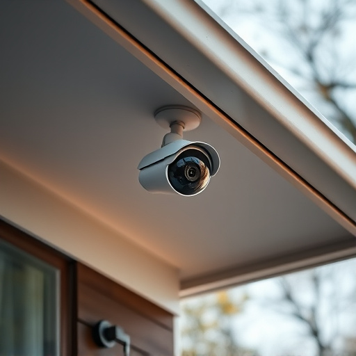motion-activated surveillance camera under roof eaves