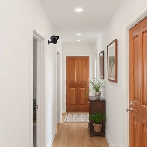 security camera in budget guesthouse hallway