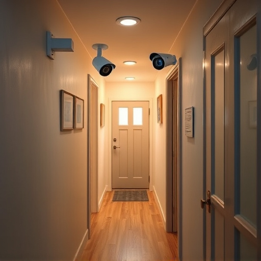 security camera in budget guesthouse hallway