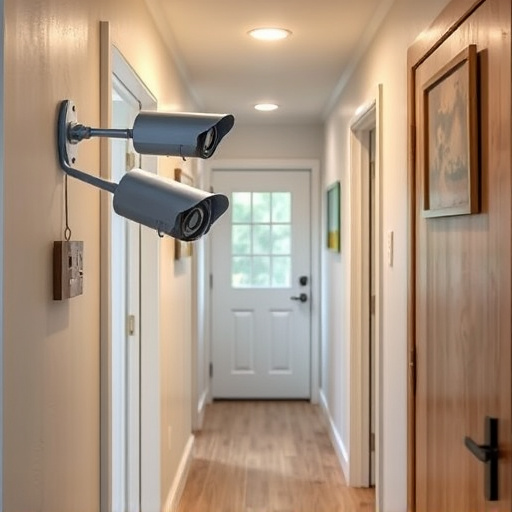 security camera in budget guesthouse hallway