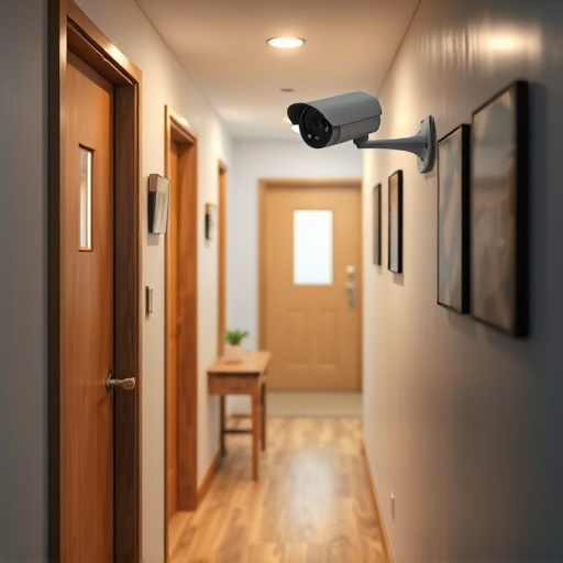 security camera in budget guesthouse hallway