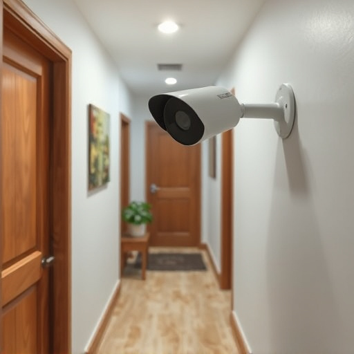 security camera in budget guesthouse hallway