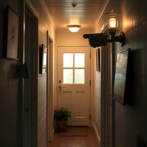 security camera in budget guesthouse hallway