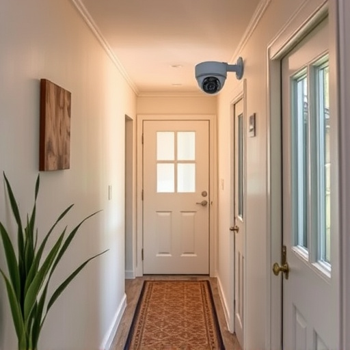 security camera in budget guesthouse hallway