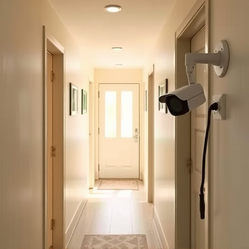 security camera in budget guesthouse hallway
