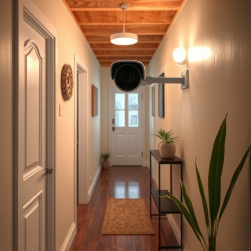 security camera in budget guesthouse hallway