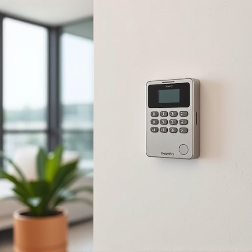 security keypad on modern apartment wall