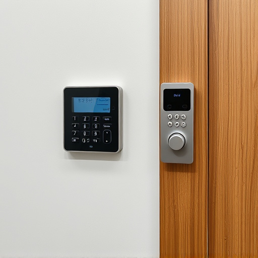 security keypad on modern apartment wall