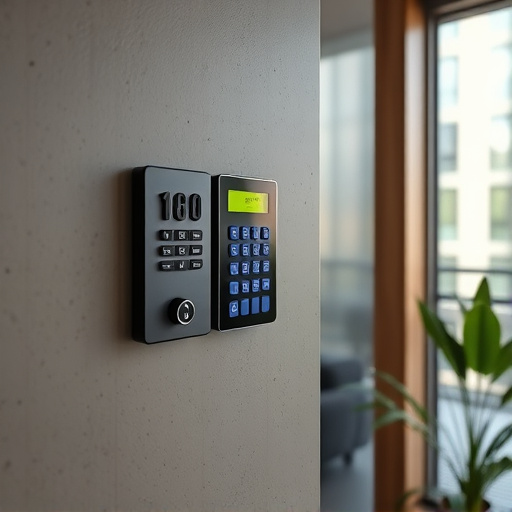 security keypad on modern apartment wall