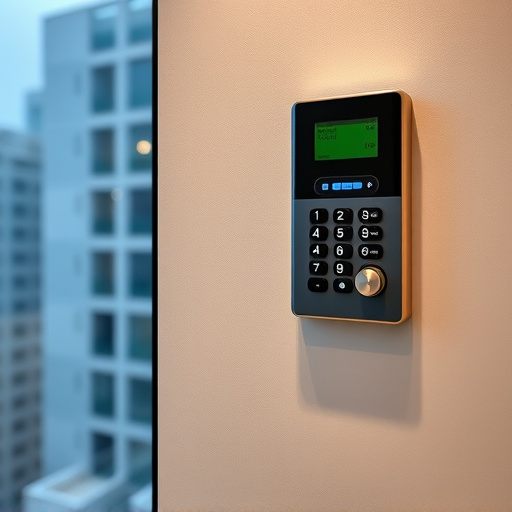security keypad on modern apartment wall