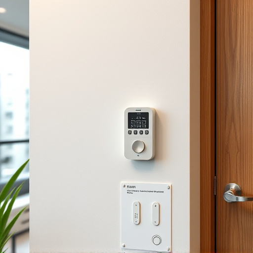 security keypad on modern apartment wall