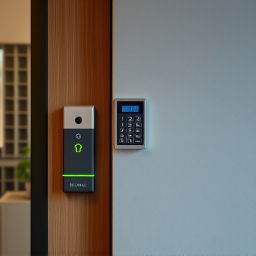 security keypad on modern apartment wall