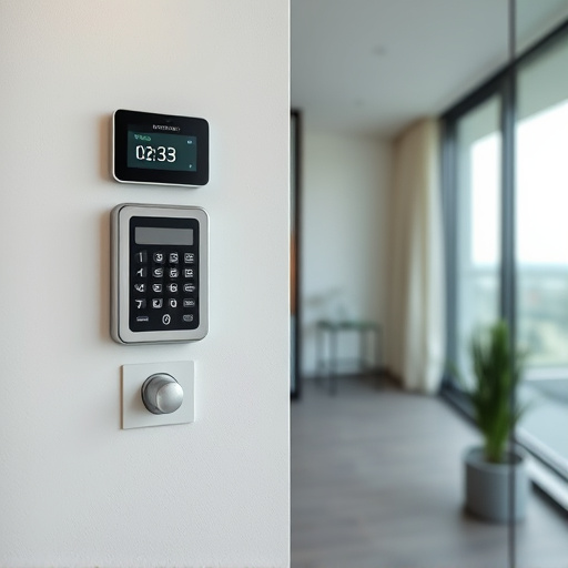 security keypad on modern apartment wall