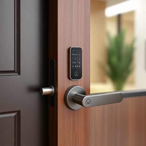 smart lock installed on modern front door