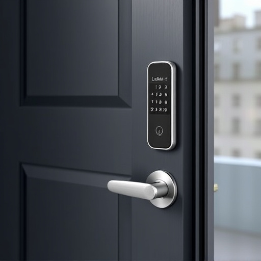 smart lock installed on modern front door
