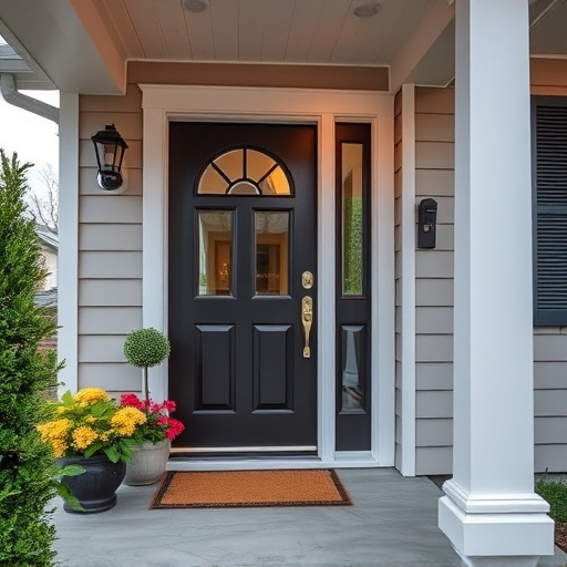 smart video doorbell on suburban porch