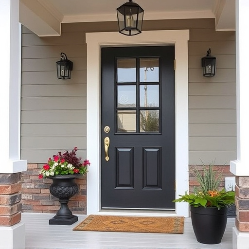 smart video doorbell on suburban porch