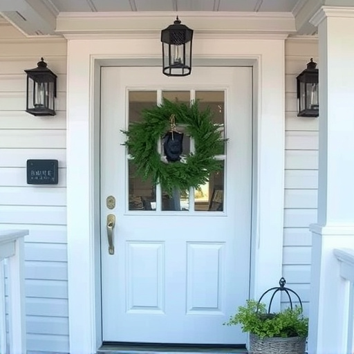 smart video doorbell on suburban porch