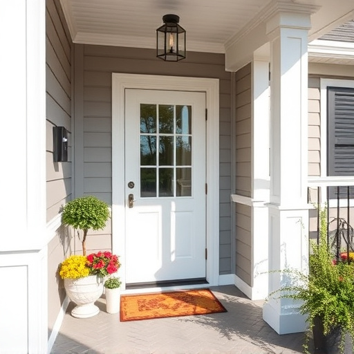 smart video doorbell on suburban porch
