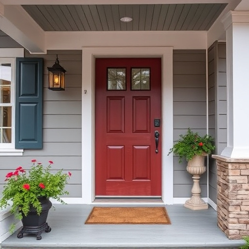smart video doorbell on suburban porch