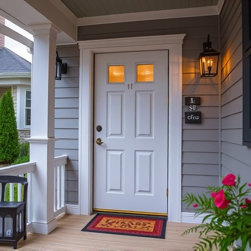 smart video doorbell on suburban porch