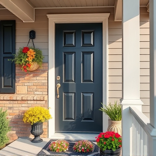 smart video doorbell on suburban porch