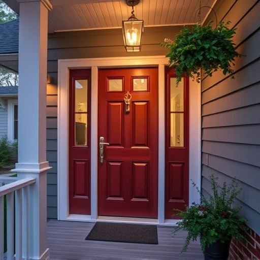 smart video doorbell on suburban porch
