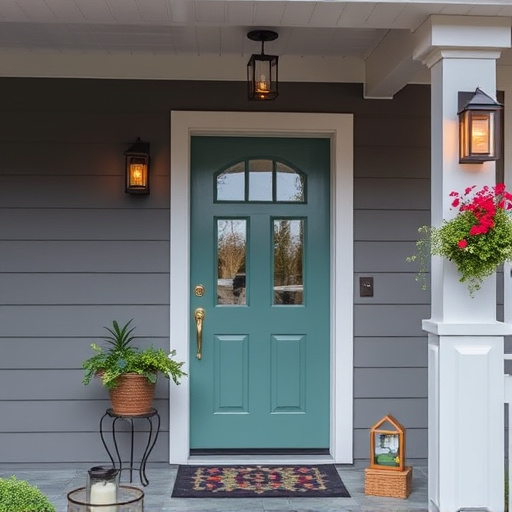 smart video doorbell on suburban porch