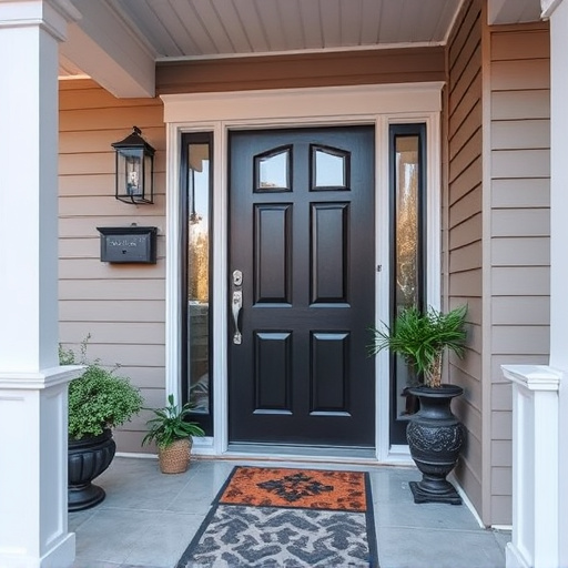 smart video doorbell on suburban porch