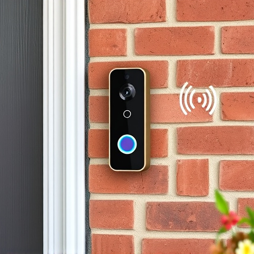 wireless doorbell with camera on brick home